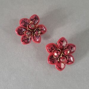 Vintage Floral Beaded Clip Earrings Hong Kong MCM